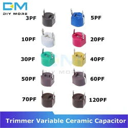 10PCS 6 milímetros Trimmer Capacitor Cerâmico Variável 3PF 5PF 10PF 20PF 30PF 40PF 50PF 60PF 70PF 120PF Capacitores Ajustáveis para Arduino