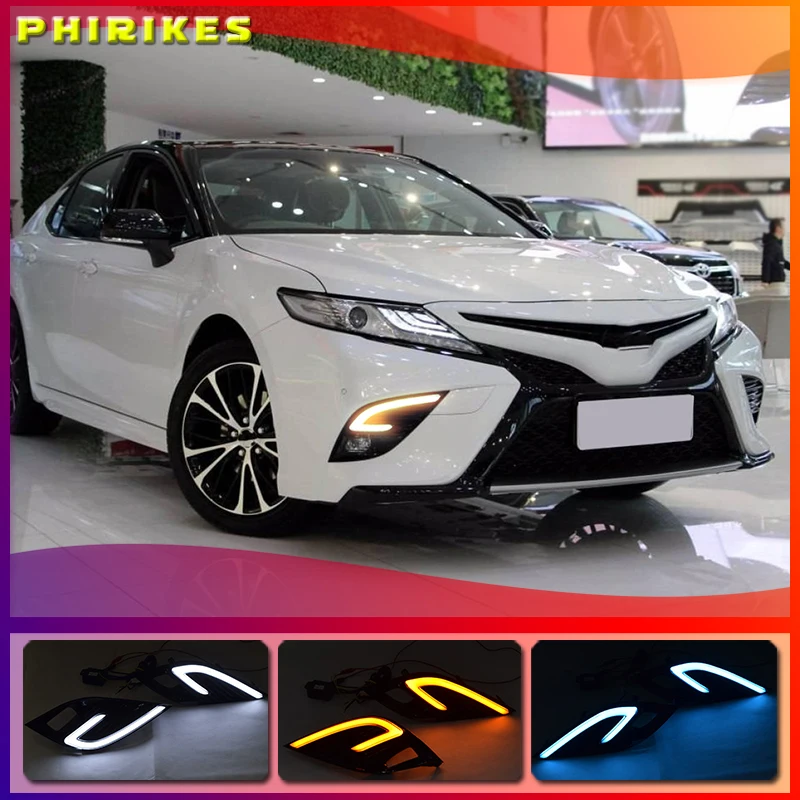 

2pcs For Toyota Camry 2018 2019 XSE SE DRL LED Fog Lamp Daytime Running Lights Driving Light With Turn Signal lamp