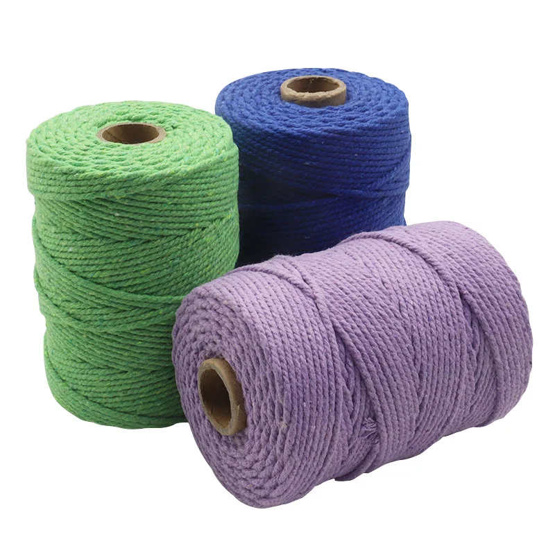 

3mm Rope Twisted-Cord 100% Cotton rope colorful twine macrame cord string thread for party wedding decoration accessory DIY cord