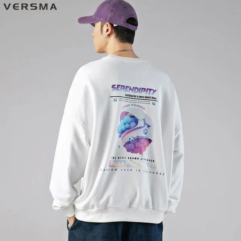 

VERSMA Japanese Designer University White Hoodie Sweatshirt Men Women European Streetwear Graffiti Printed Sports Hoodies Men