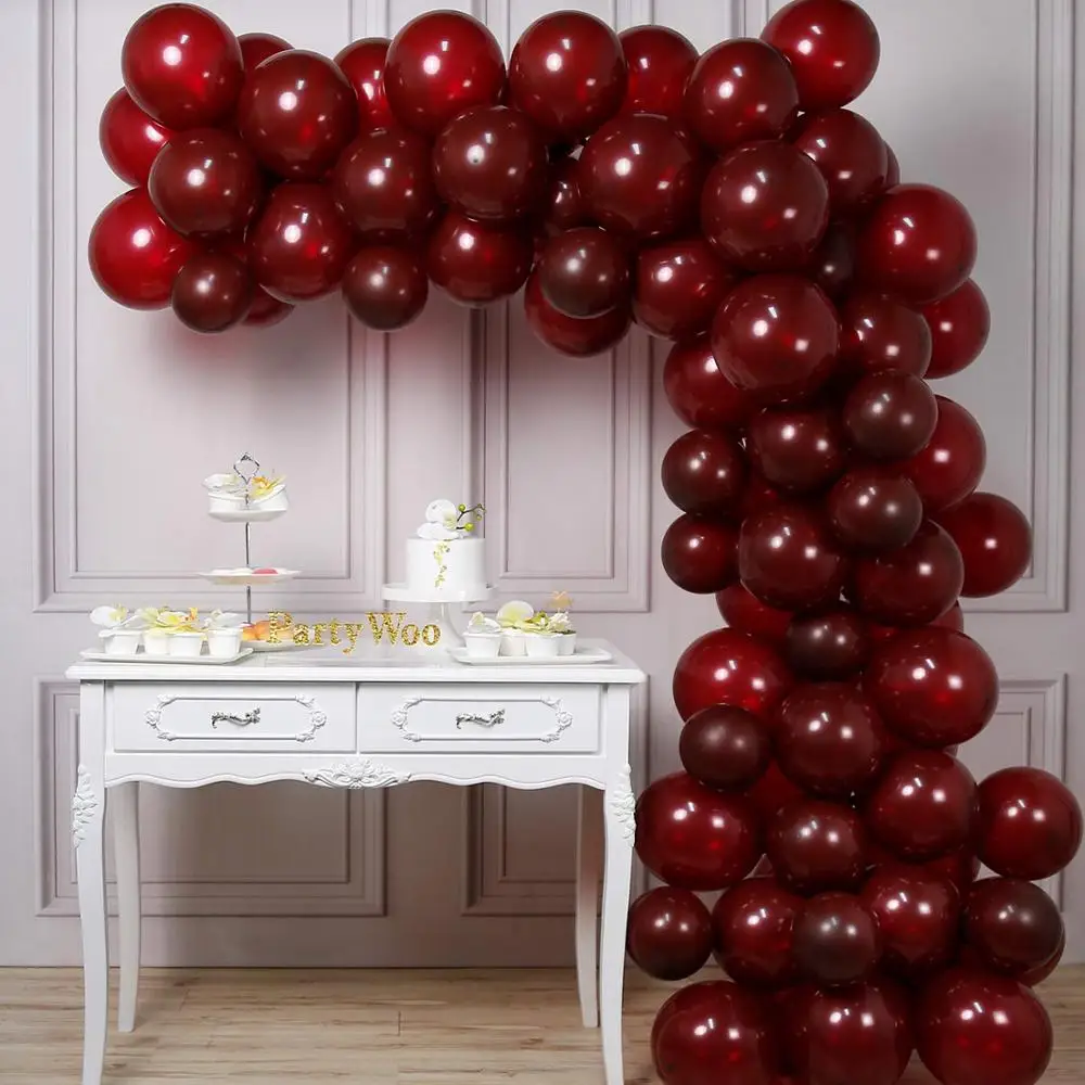 5\'10\'12\'18Inch Crystal Wine Red Balloons Matte Balloons For Wine Red Party Venue layout Wedding Baby Shower Birthday Decoration