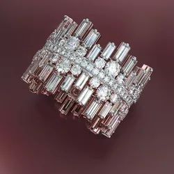 Huitan Luxury Irregularity Shape Love Ring for Women Micro Paved Round Square Cubic Zirconia Wedding Engage Ring Trendy Jewelry