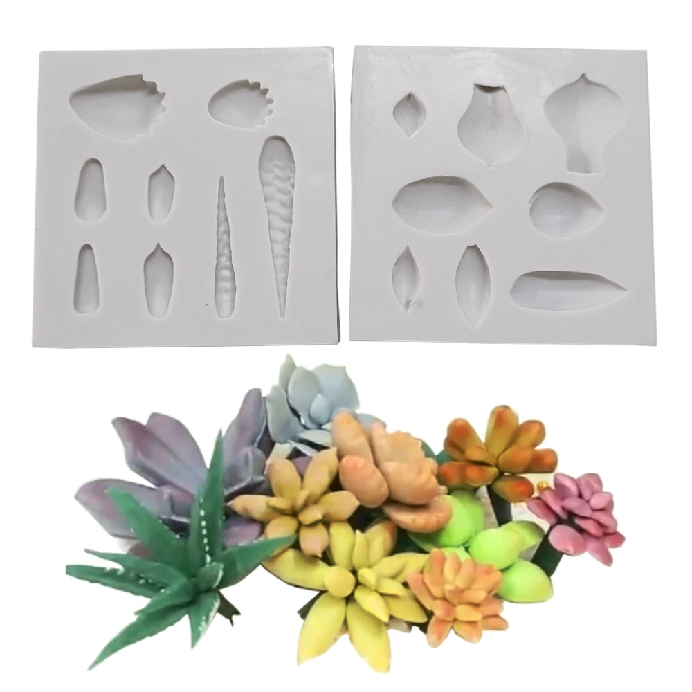 1pcs Succulent Pattern Silicone Mold Flower Fondant Veiner Gumpaste Mold Sugarcraft Resin Clay Cake Decorating Tools M2845