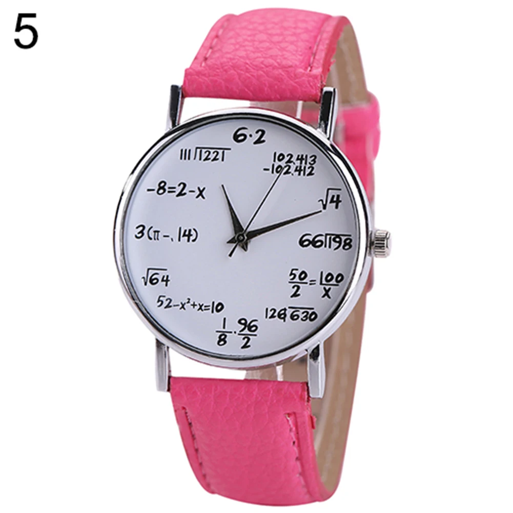 HOT sprzedaży kobiet moda męska matematyka formuł równanie Dial Faux Leather Quartz Wrist Watch