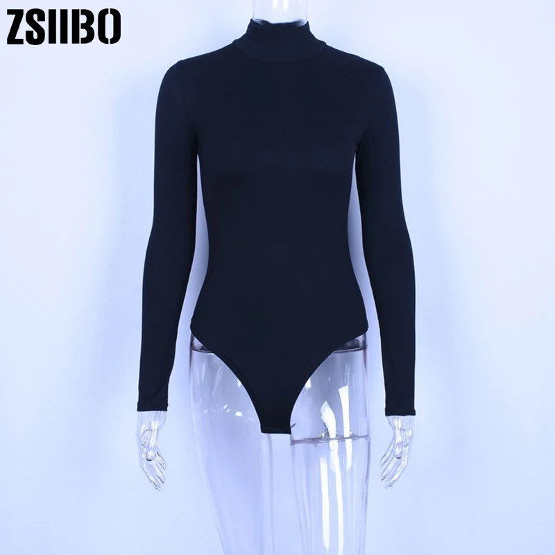 women sexy bodysuit long sleeve size erotic female Mock Neck warm clothe slim fit fashion solid costume sexy streetwear be it