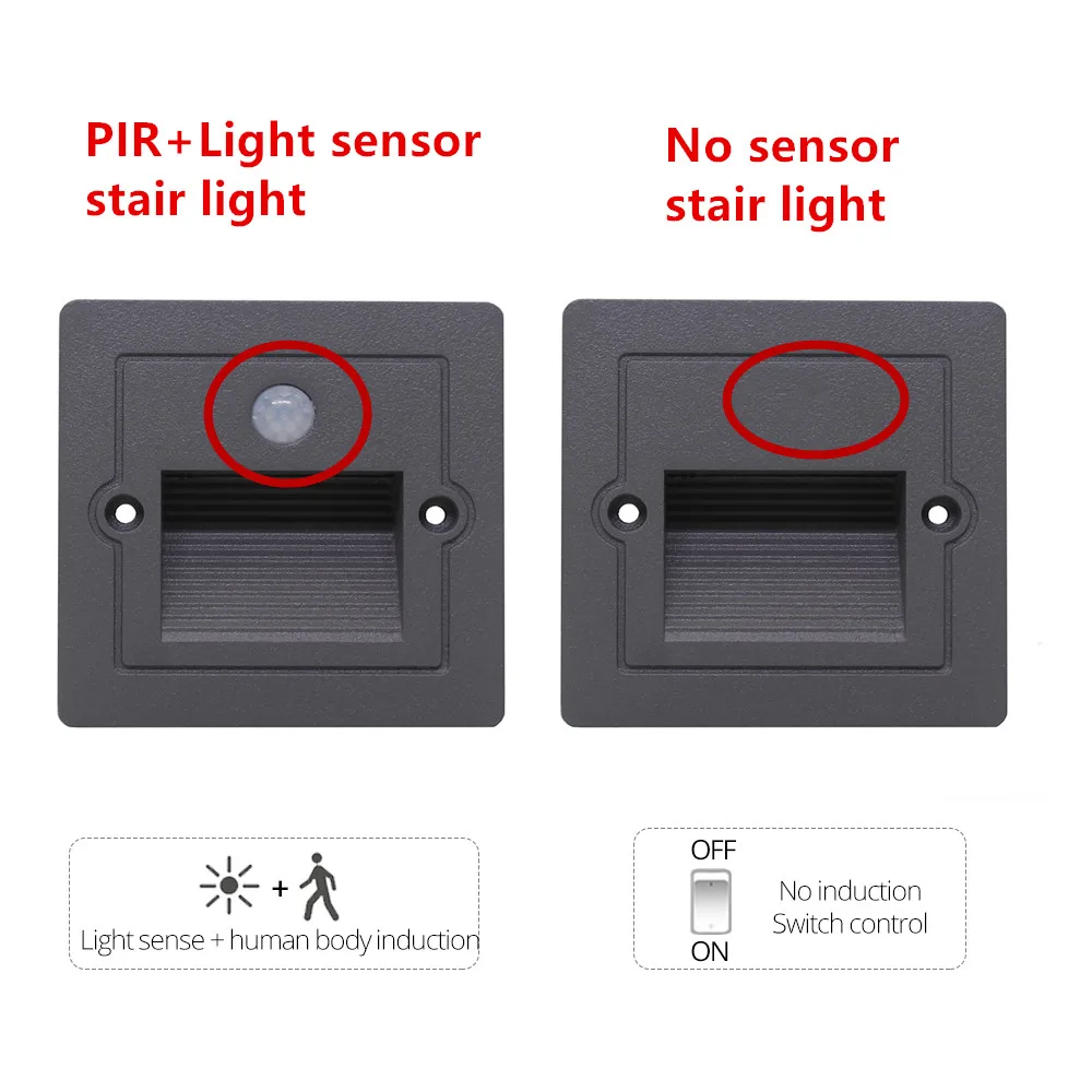 Candelabro de pared con Sensor de movimiento para exteriores, luces Led para escaleras, IP65, lámpara de paso empotrada para interiores, jardín,