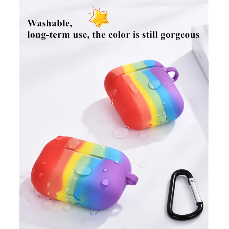 Rainbow Silicone Cover Case For apple Airpods 3 Pro Case sticker Case for airpod 1 2 3 For Air Pods Accessories