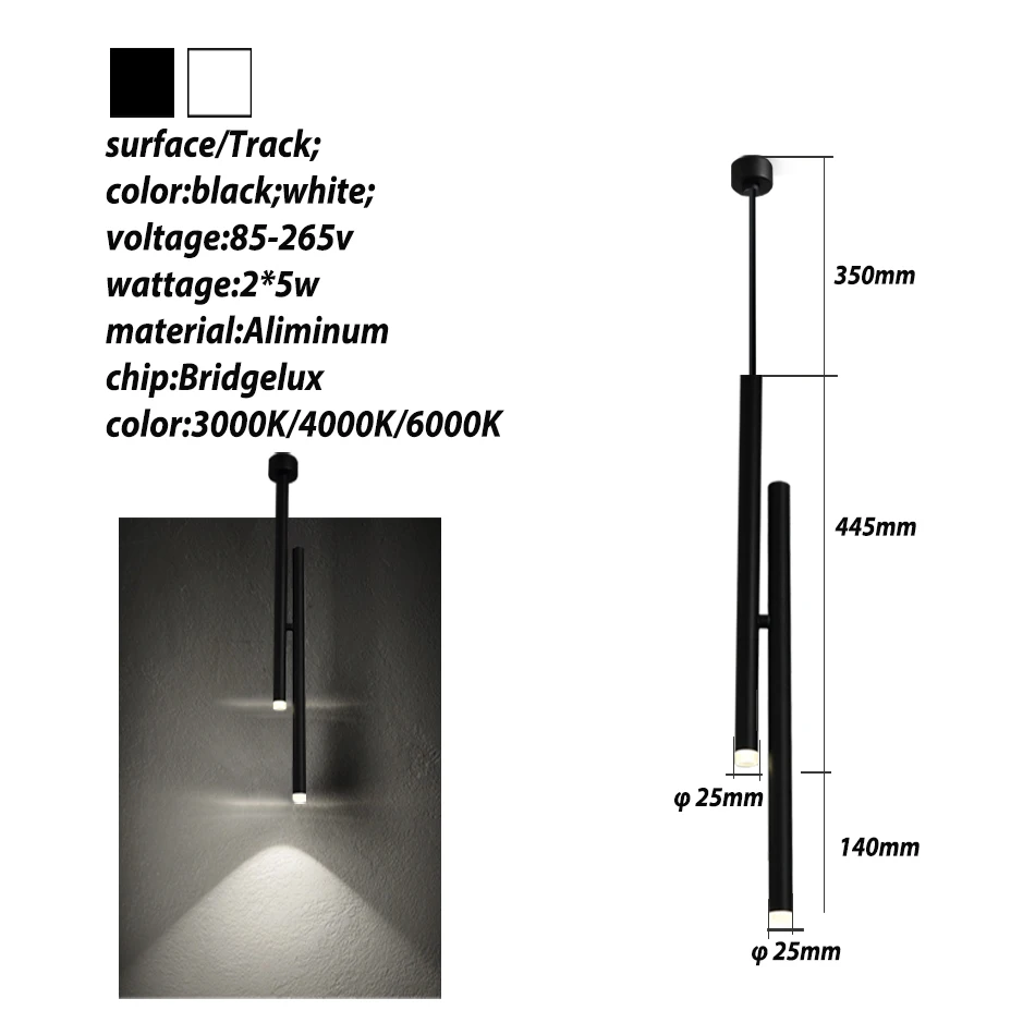 Led Ceiling spots 2*5W double adjustable angle spot light Kitchen Company Table Dining Room Bar Shop Pipe Tube Lamp Focos Led