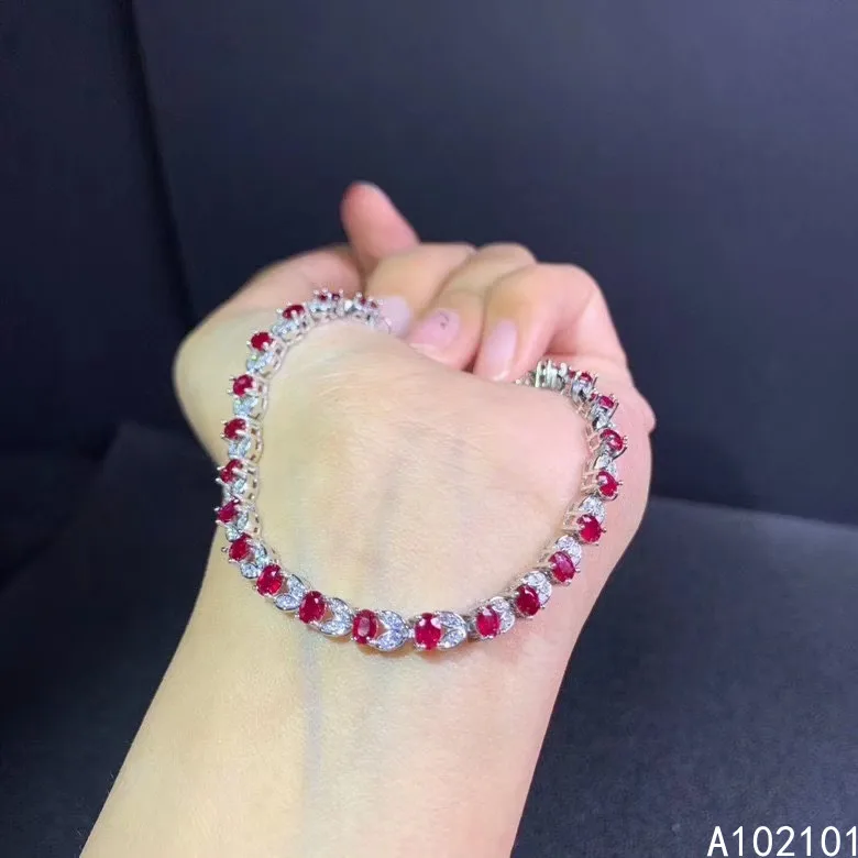 

KJJEAXCMY fine jewelry S925 sterling silver inlaid natural ruby Girl vintage hand Bracelet Support test Chinese style with box