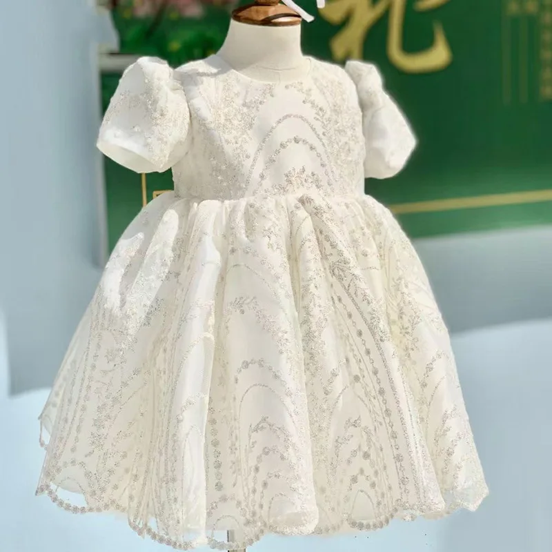 

Baby 1st Birthday Wedding Party Dress Girl Princess Dress Kids Sequins Dresses For Girl Baptism Vestidos Teen Boutique Ball Gown