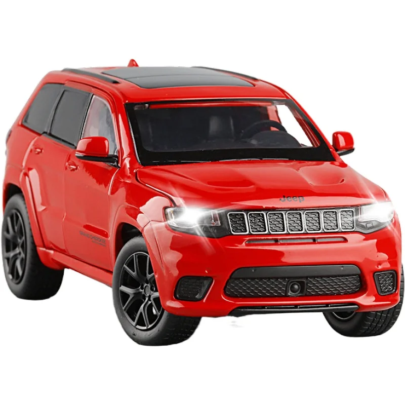 JEEPS-Grand Cherokee SUV Alloy Modelo de carro off-road, amortecedor de direção, brinquedo leve e sonoro, modelo de carro, presentes para meninos,