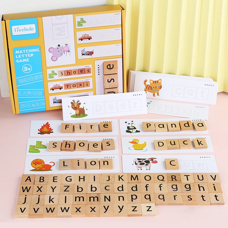 Kids Montessori Wooden Toys Letter Cognition Matching Learn Spelling Word Game Puzzle Baby Early Educational Toys For Children