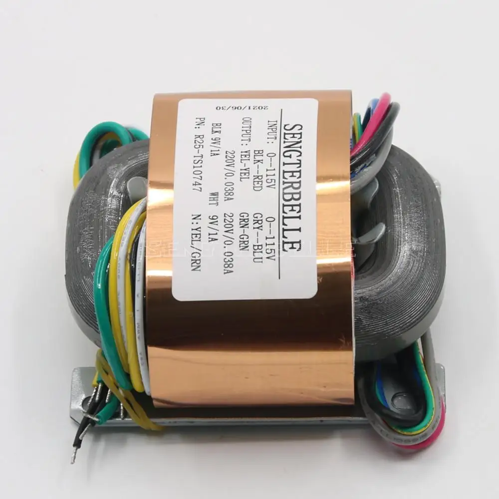 

R25-TS10747 35W Трансформатор с медным сердечником R-типа, двойное 220В, двойное 9В, ламповый предусилитель, HIFI блок питания