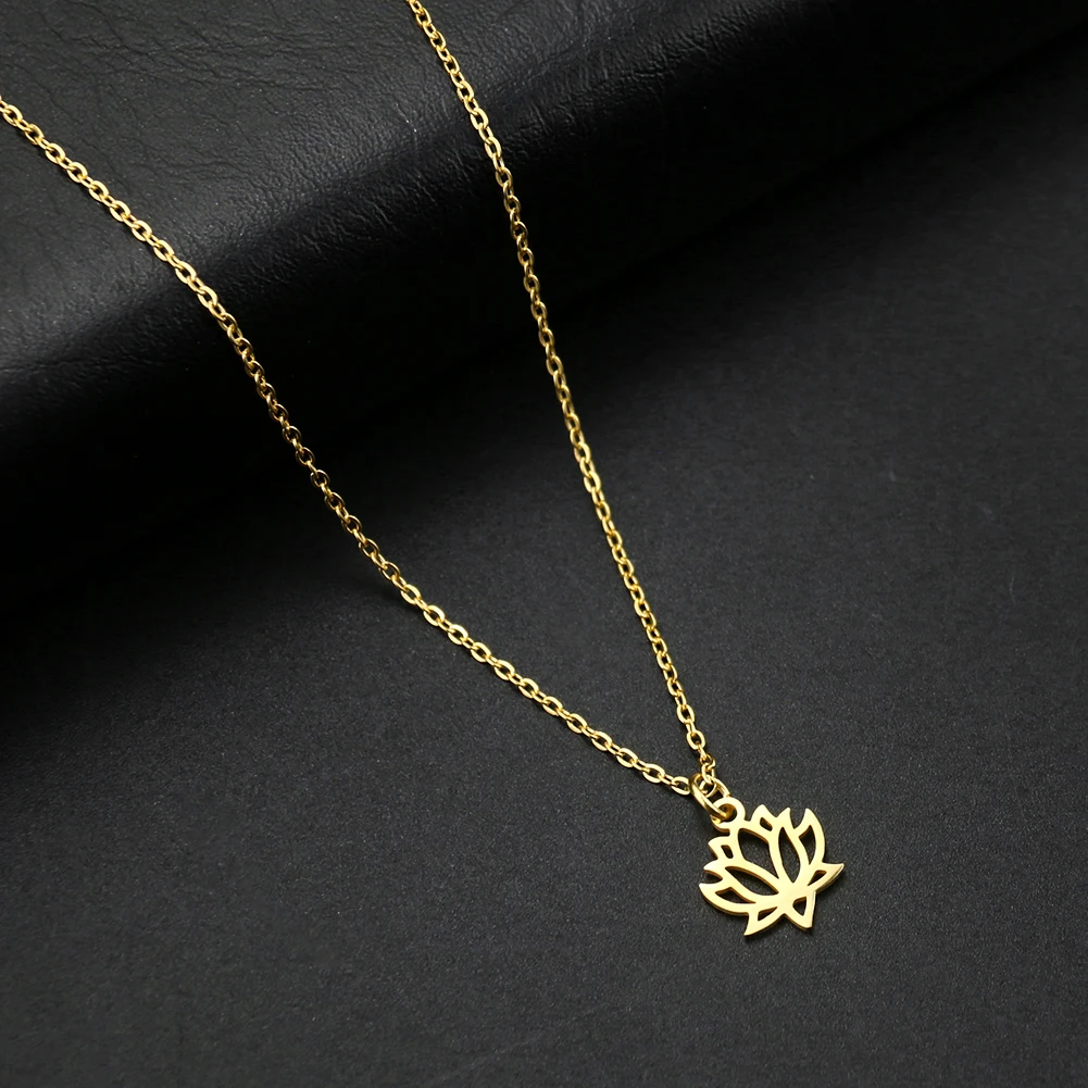 Glück Lotus Blume Anhänger Halsband Kette Frauen Buddhistischen 316 Edelstahl Yoga Chakra Magie Reinigen Seele Halskette Paar Schmuck