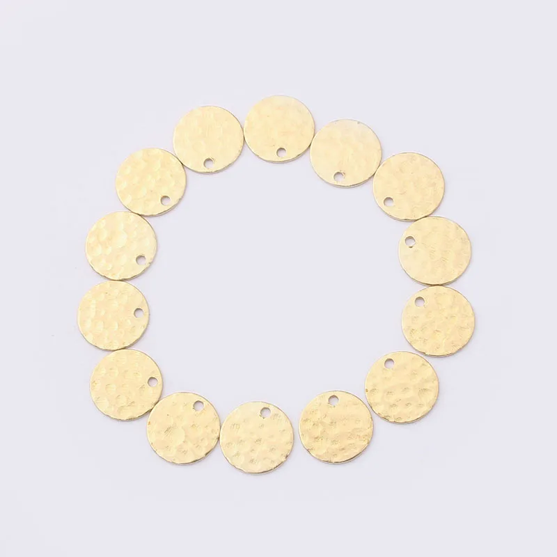 100pcs Raw Brass Hammered 10mm Round Charm Blanks Round Disc For Stamping DIY Jewelry Necklace Earring Making Finding Accessorie