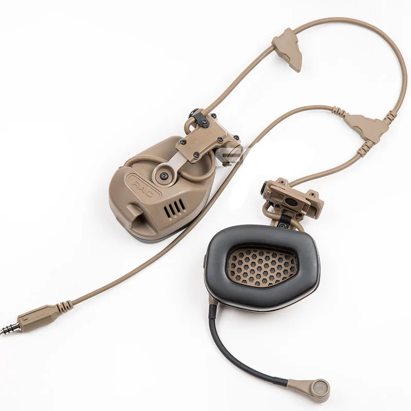 RAC Tactical Rail Attached Communication Headset DE Noise Reduction For Fast Helmet Tactical High-Cut Headset/AMP Headset