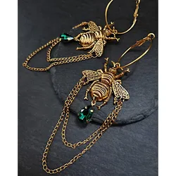 Aros góticos de abejorro, pendientes de cristal de agua, gota colgante, bruja en forma de lágrima, joyería creativa gótica, Punk, Grunge, regalo de tendencia para mujer