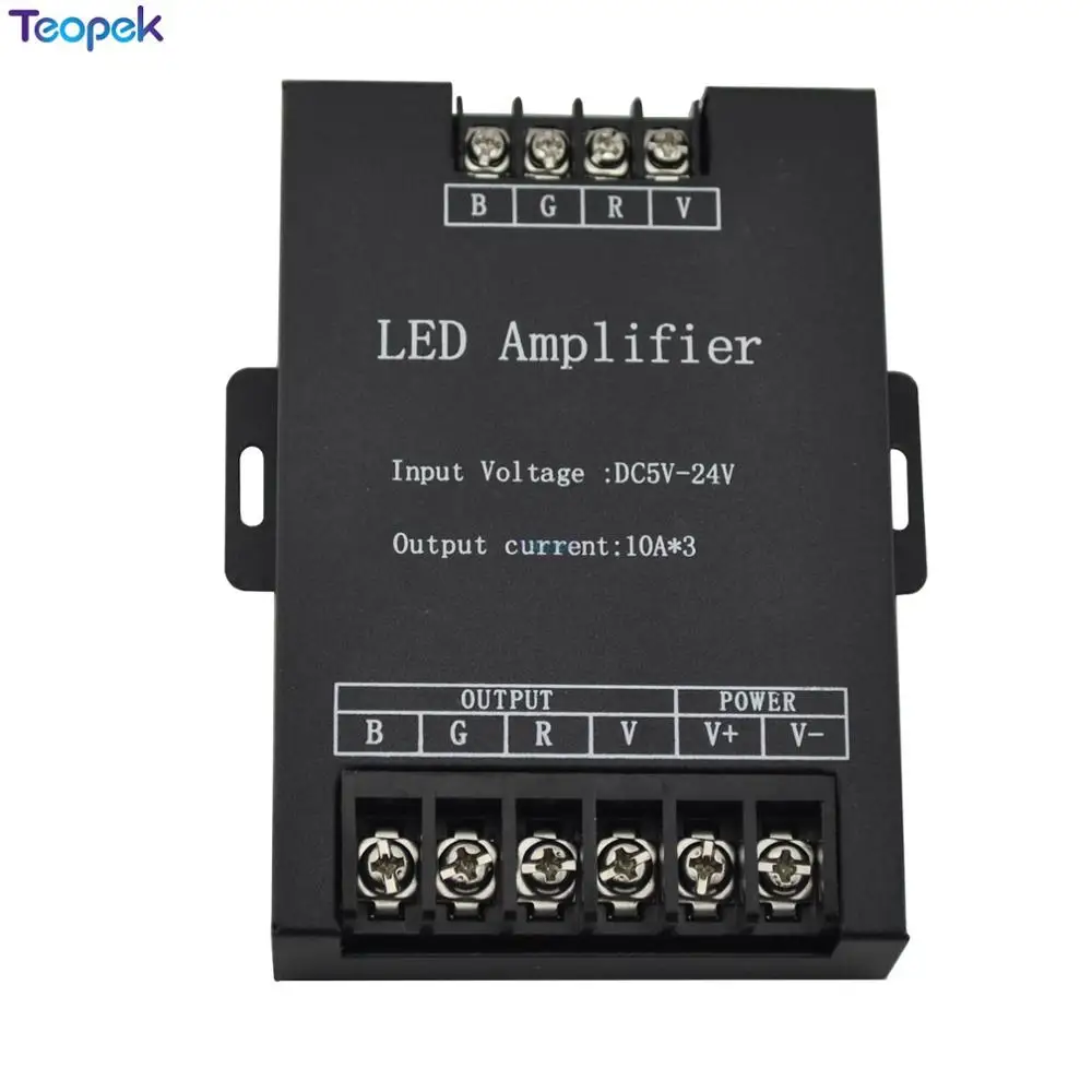 

30A RGB Led Amplifier Controller DC 5V 12V 24V 10A*3 Signal Repeater 360W for 3528 5050 RGB Led strip