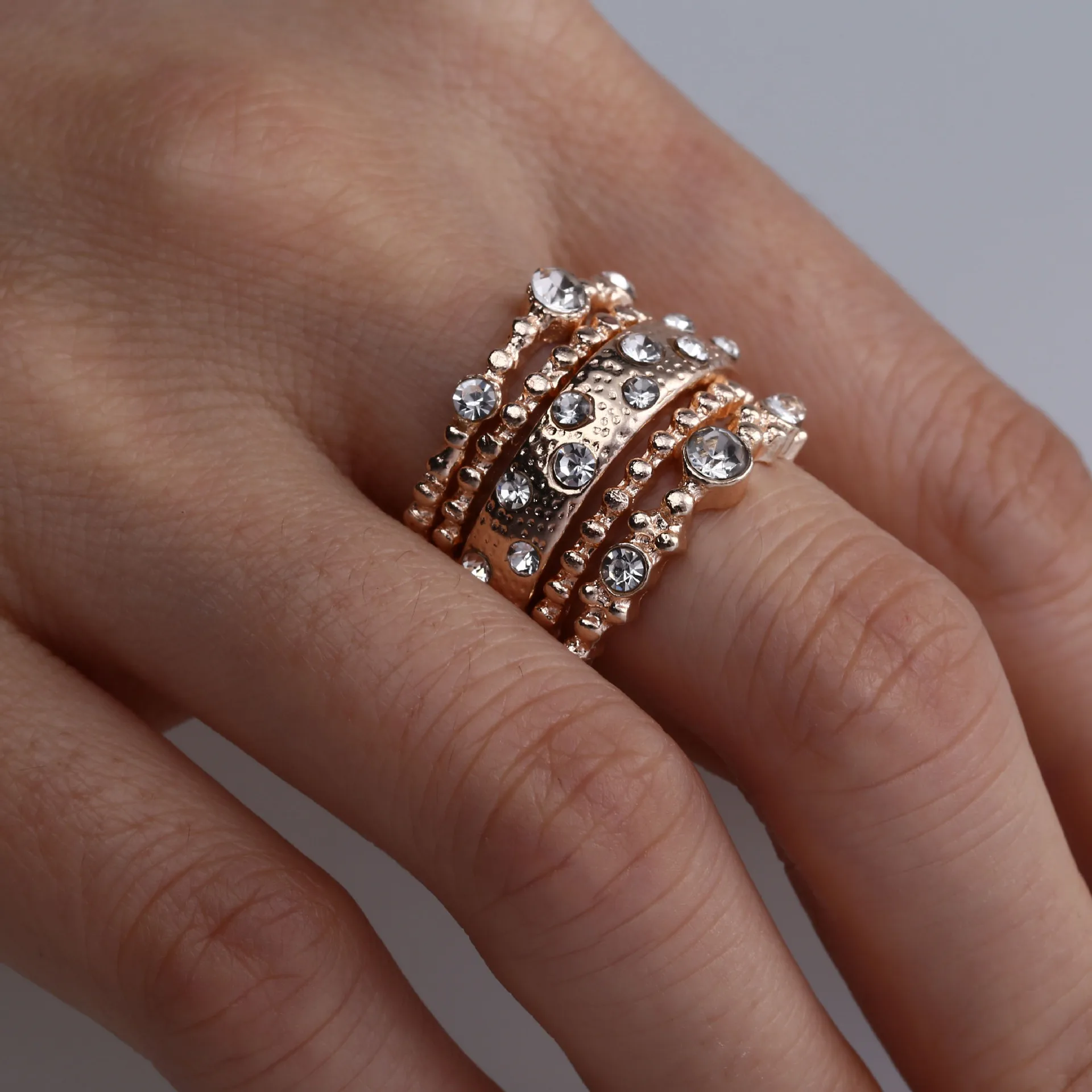 New Style Hot Style Occidentalism Act The Role Ofing Rose Gold Can Be Overlain Set 5 Piece Set Ring Bohemia