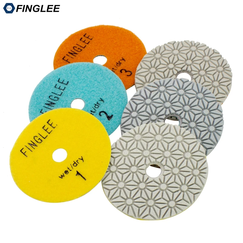 Etapas Seco Diamante Polimento Almofada Finglee Polegada 100 mm Pedra Trabalho Restauração Buff Resina Discos para Granito Mármore Quartzo 3