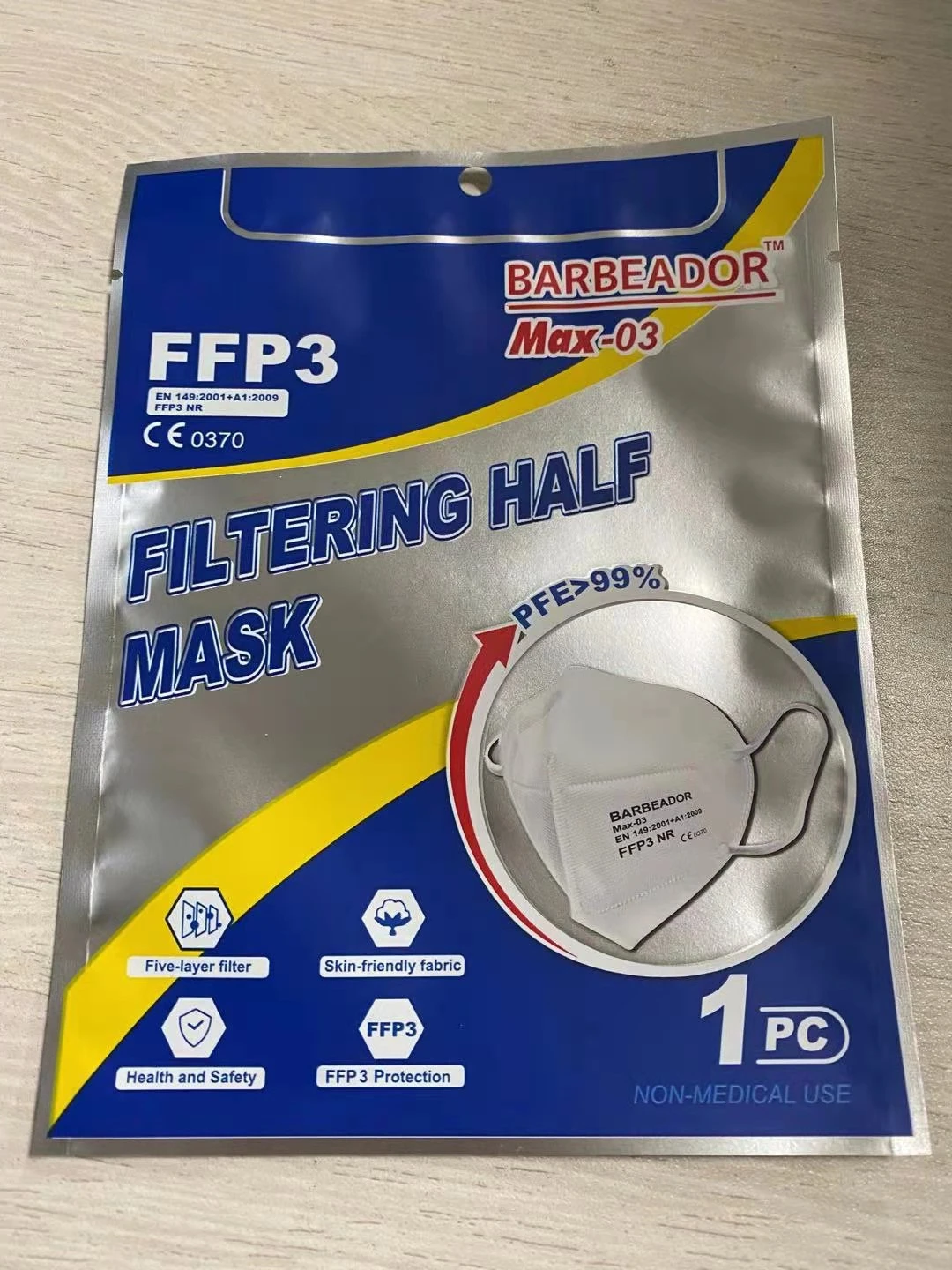 Individually packaging CE 0370 certified Approval FFP3 NR mask 6 layer protection filtering half3mask homologadas fpp3 fp3