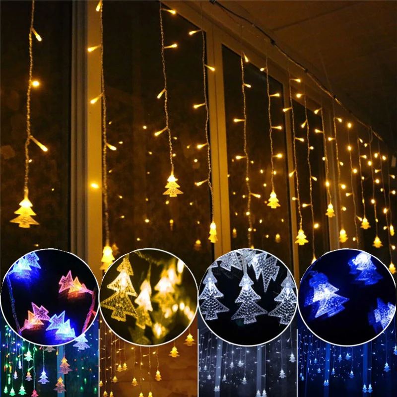 

2023 Upgrade Christmas Decoration Ornaments LED Snowflake Snow Curtain String Light Plug Powered 5M Droop 0.4-0.6M For Wedding