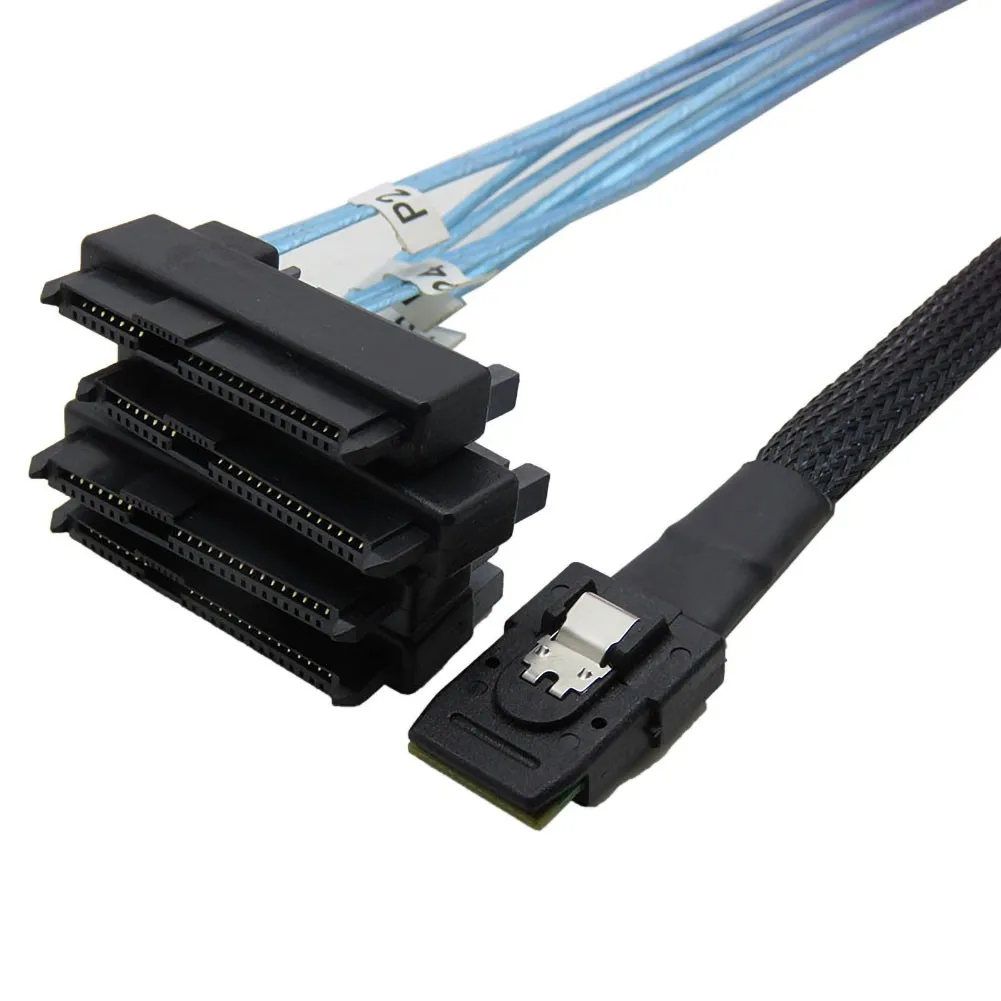 50/100 سنتيمتر Sas Sata كابل داخلي صغير SAS 36pin SFF-8087 إلى (4) 29pin + 15Pin SFF-8482 موصلات مع كابل الطاقة SATA