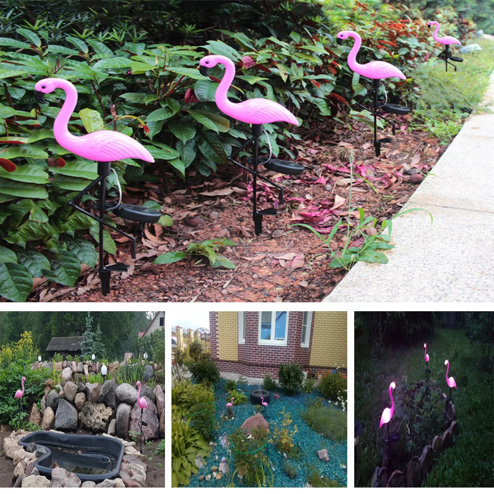 LED Solar Flamingo Tuin Licht Gesimuleerde Gazon Lamp Waterdicht Solar Led Verlichting Outdoor Voor Tuin Patio Decoratie Verlichting