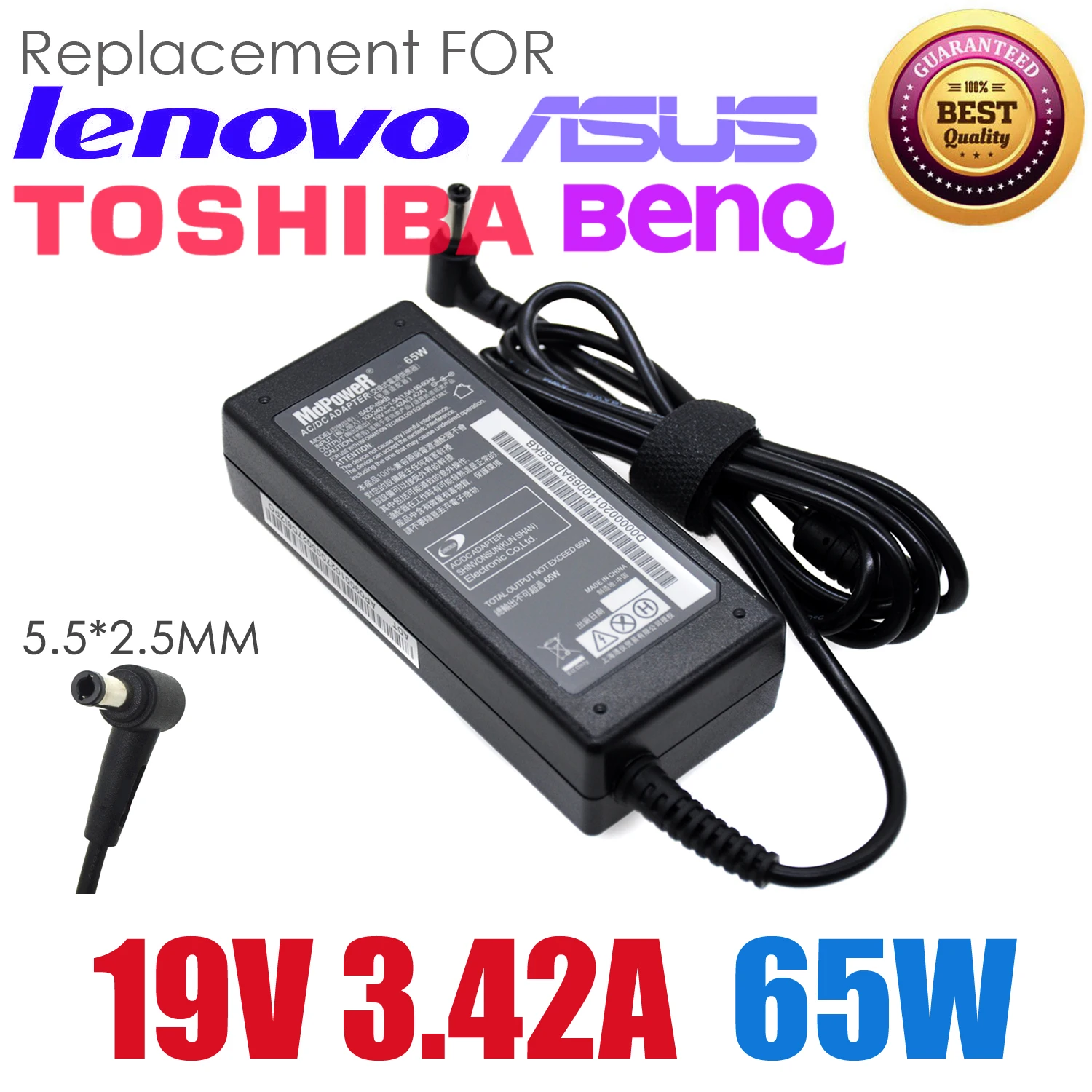 

19 в 5,5 а 65 Вт 2,5 * мм Универсальный блок питания для ноутбука ASUS Lenovo toshiba BENQ delta SADP-65KB