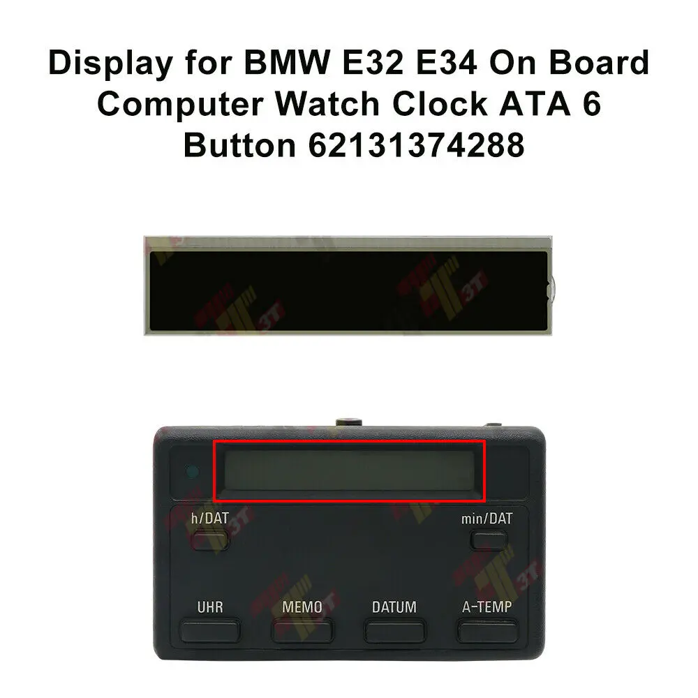 LCD Display Screen for BMW E32 E34 Watch Clock ATA 6 Button OBC On Board Computer 62131374288