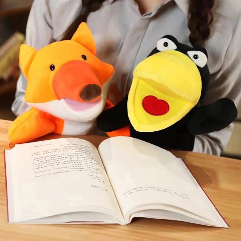 Plush Hand Puppet Soft Animals Puppet Bird Fox Hand Puppet For Kids Adult Pretend Playing Dolls