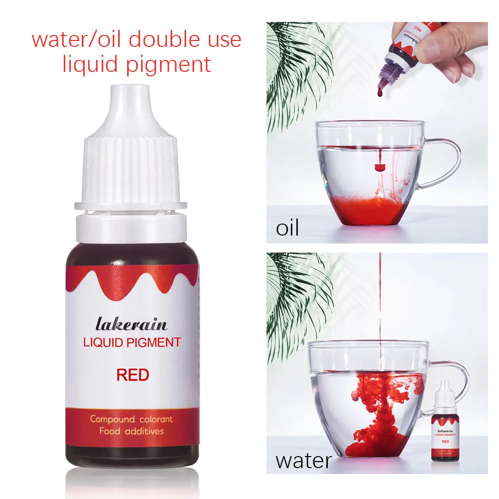 New 10ml Liquid Pigment for Lip Gloss Color Pigment Dyeing Colorant Water Oil Double Use Lipglos Diy Slime Epoxy Bake Sugar