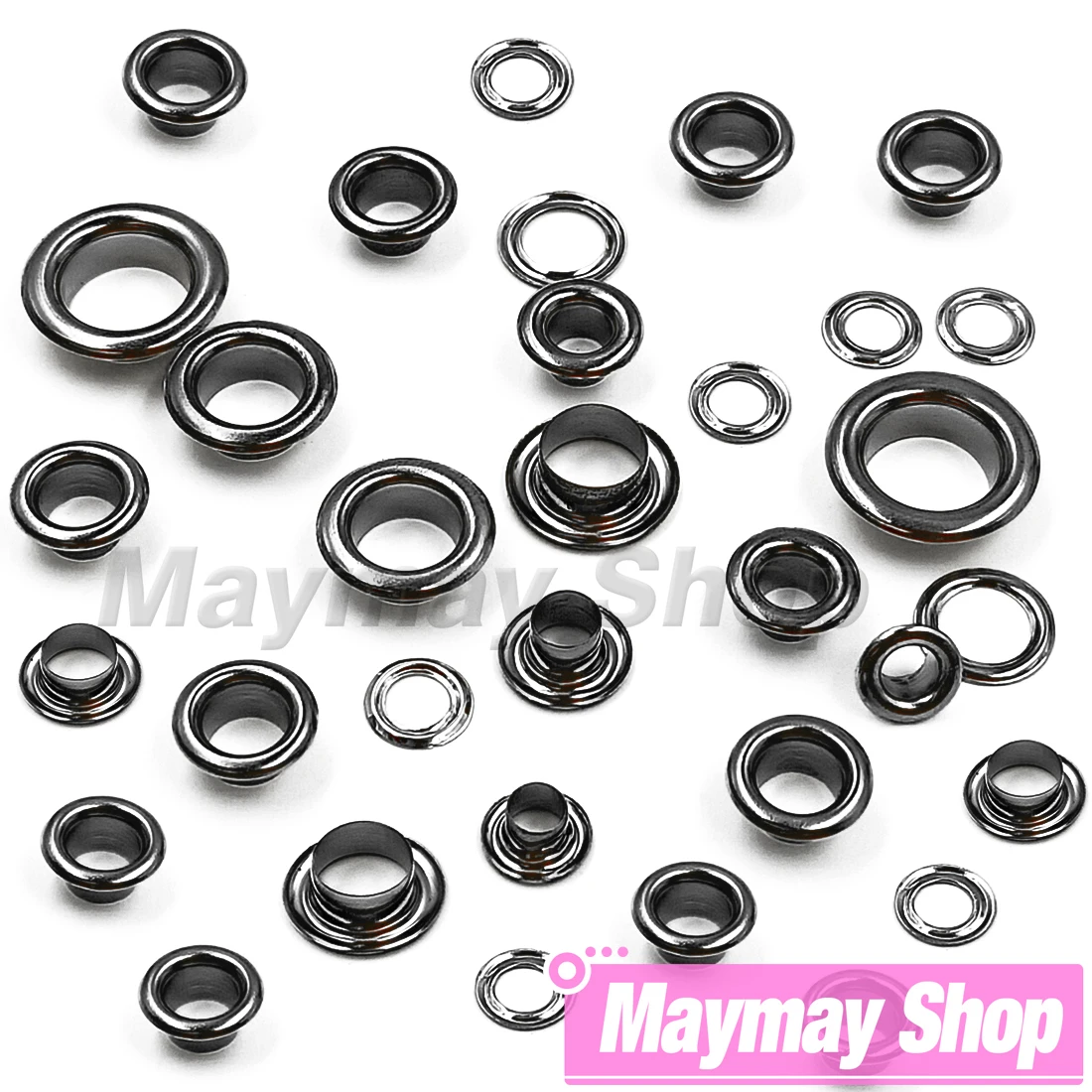 50Pcs Gunblack Color Hole Metal Eyelets Grommets with Washer For Accessories Diy Leathercraft Clothes Shoes Cap Belt Bag Tags