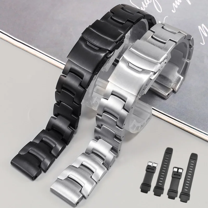 

Solid Stainless Steel Strap Special Interface Soft Silicone Wristband Suitable For Casio PRG-260/270/500 PRW-3500/2500/5100