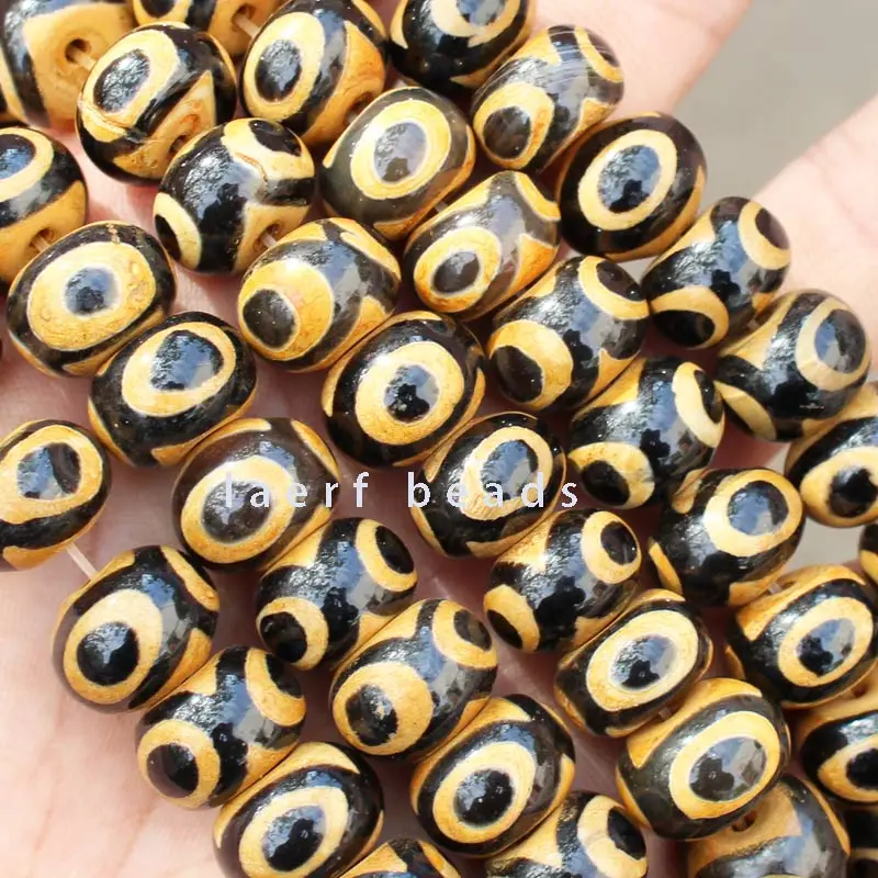 8x12mm 10x14mm Red black DZI beads abacus Tibet Oval Agate stone Rondelle spacer Drum DIY 3 eyes Loose Beads 10pcs