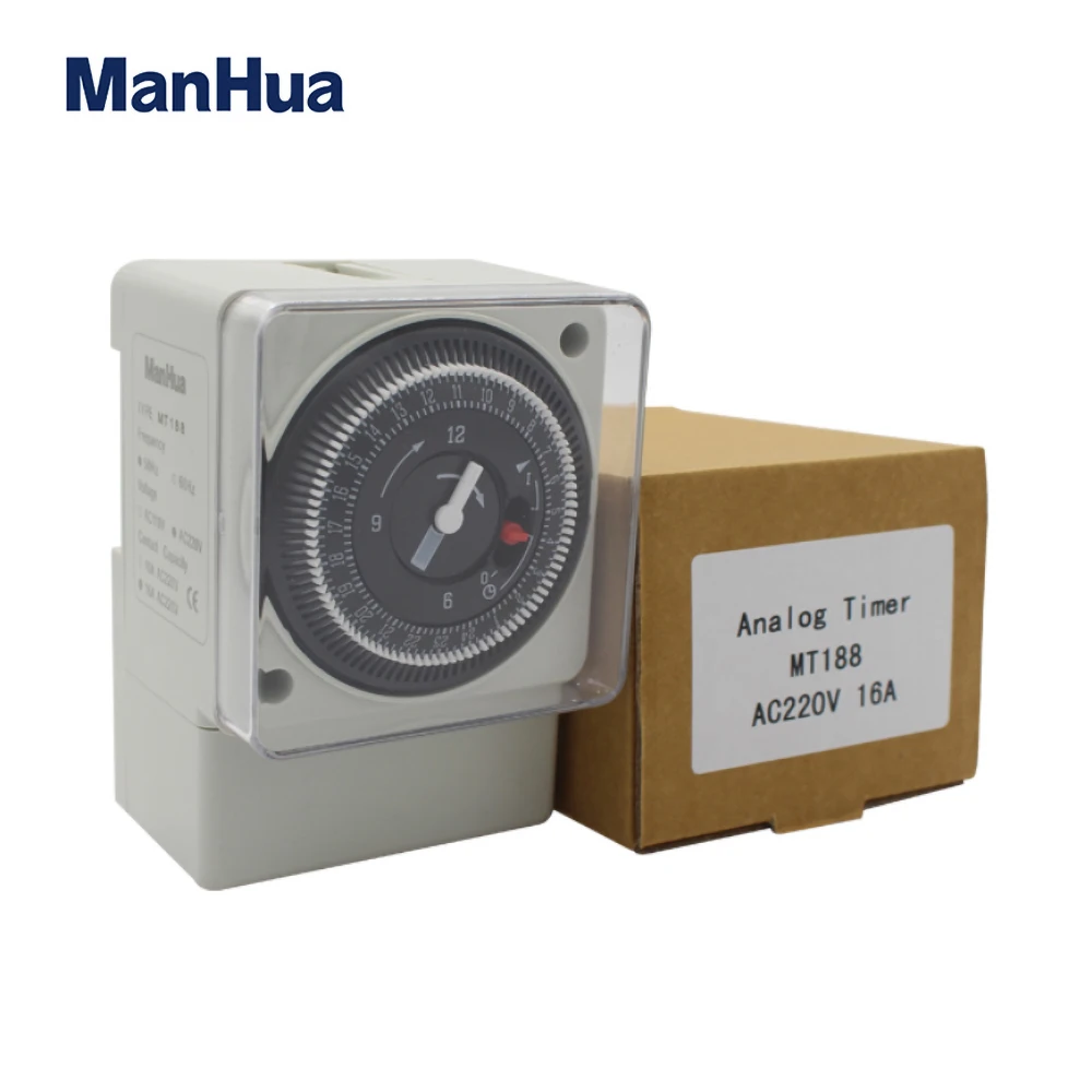 ManHua 24 Hours AC220V 50Hz  Din rail  Mechanical Timer Switch MT188 Countdown Energy Saving Controller Industrial Timing Switch