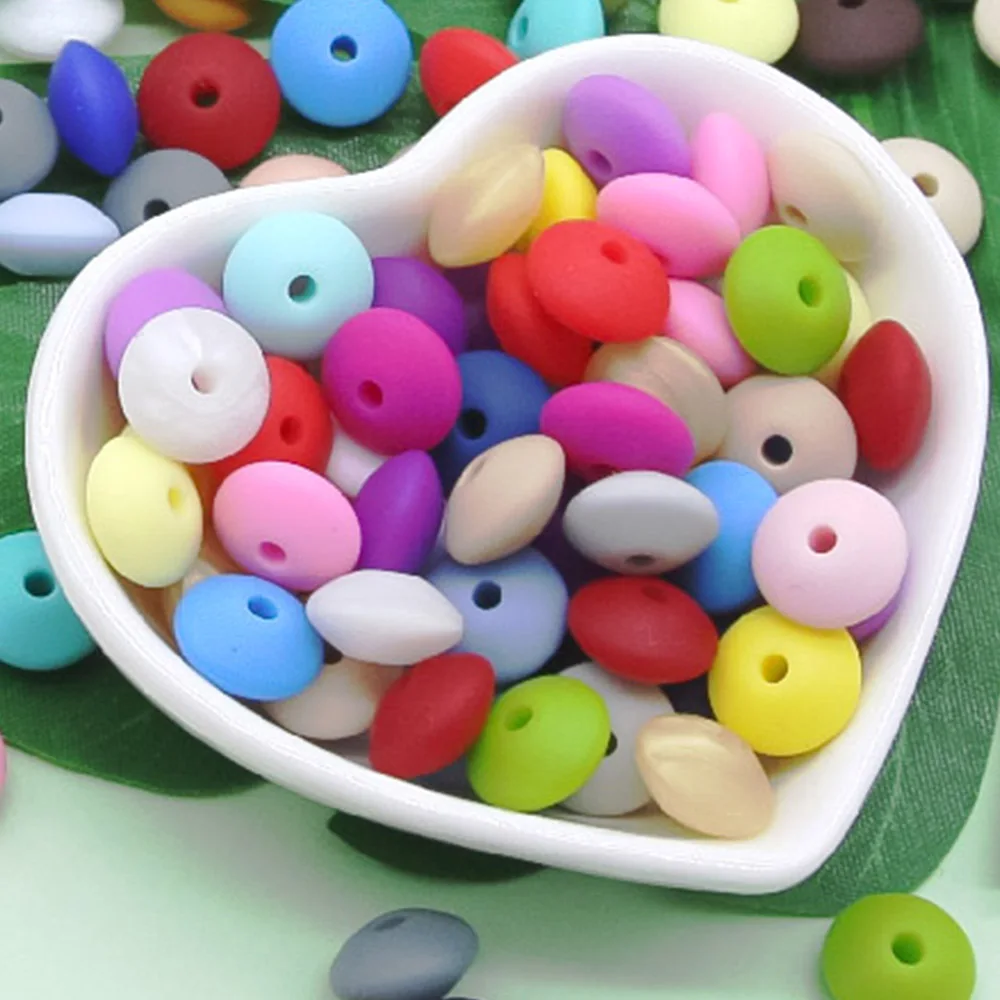 

Cute-idea 12mm 20Pcs/lot Silicone Lentil Round Beads Teething Baby Teether Chew BPA Free DIY Pacifier Chain Food Grade Silicone