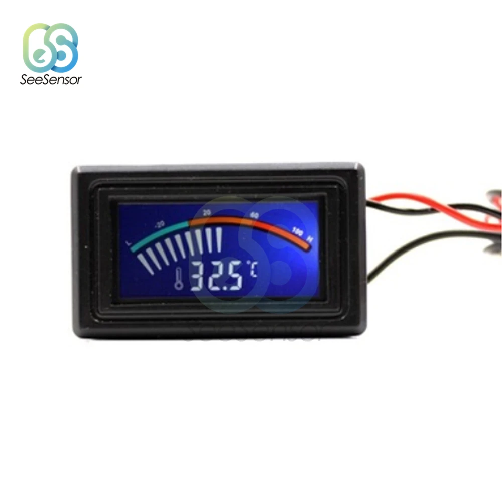 LCD Pointer Digital Thermometer Car Water Temperature Meter Gauge C/F NTC Sensor for Computer Case Air Conditioning Boilers