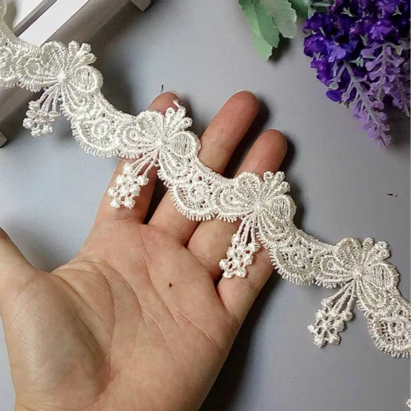 2 Yard Ivory Vintage Bowknot Butterfly Lace Embroidered Lace Trim Ribbon Applique Handmade DIY Sewing Supplies Craft Decoration