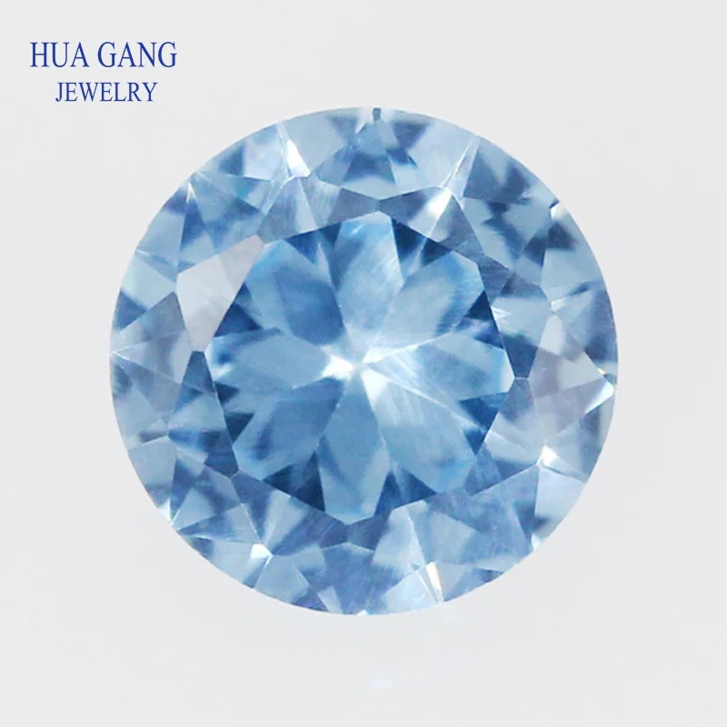 108# Synthetic Spinel Stone Light Blue Stone Big Size 4-12mm Round Brilliant Cut Gems For Jewelry