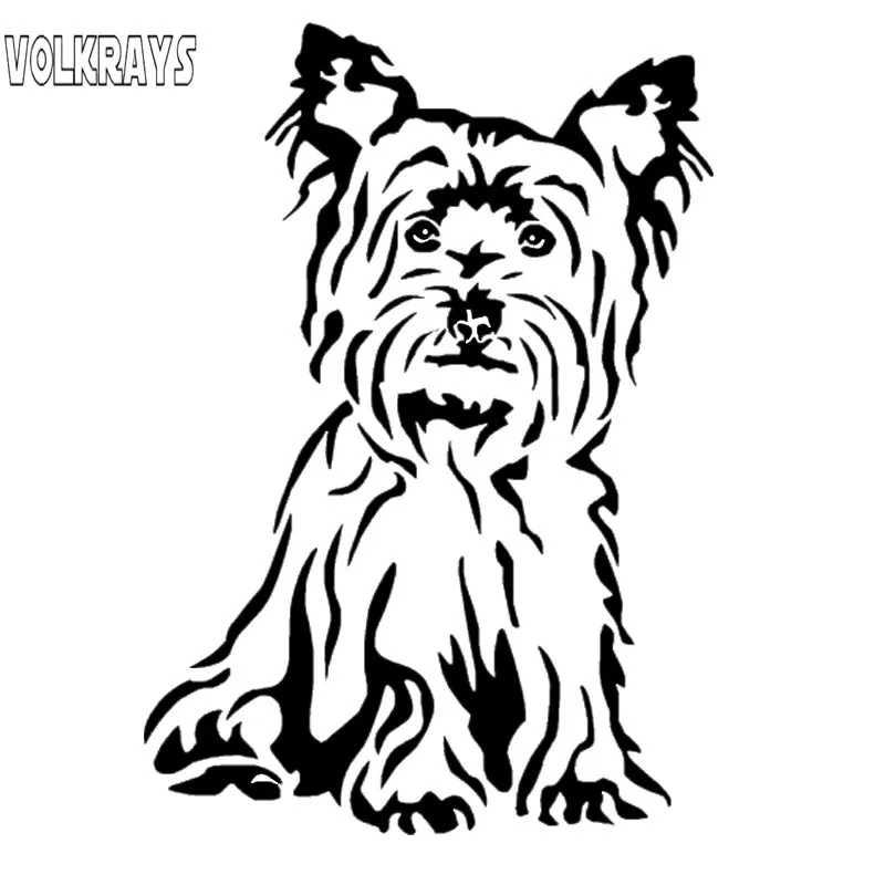 Volkrays Personality Car Sticker Yorkshire Terrier Dog Cute Accessories Reflective Sunscreen Vinyl Decal Black/Silver,15cm*10cm