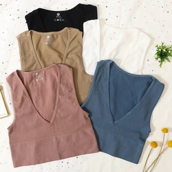 Women Crop Top Sexy Seamless Underwear Female Fitness Sleeveless Camisole Plunge Bralette Sports Cropped Tops Lingerie