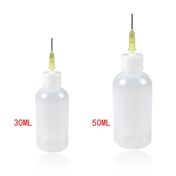 50cc 30ml Plastic Dispensing Bottle with Syringe Needle Nozzle Squeeze glue gel alcohol pot reuse for multi purpose DIY work