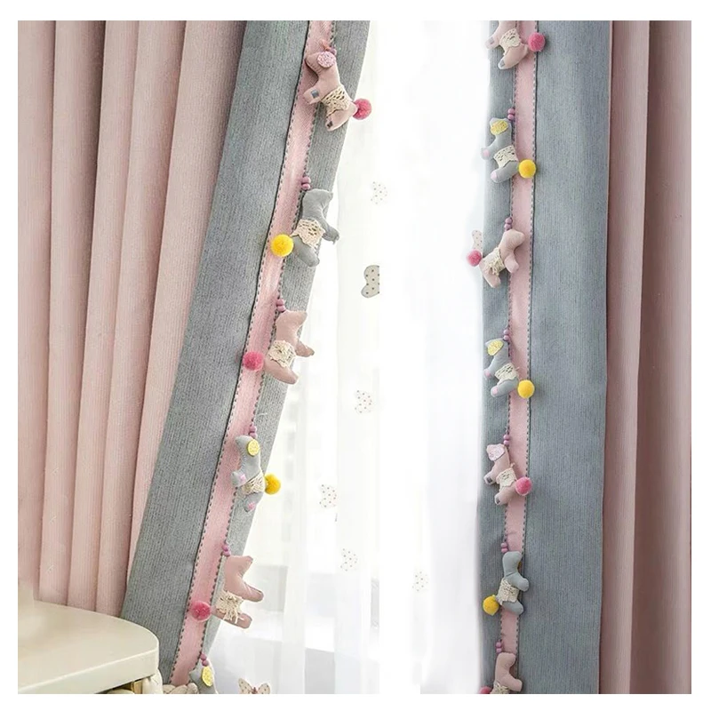 

QGVLish 1M Lovely Cartoon Pony Curtain Lace Trims Ribbon DIY Sew Lace Tassel Belt Children's Room Decor Curtain Accessories