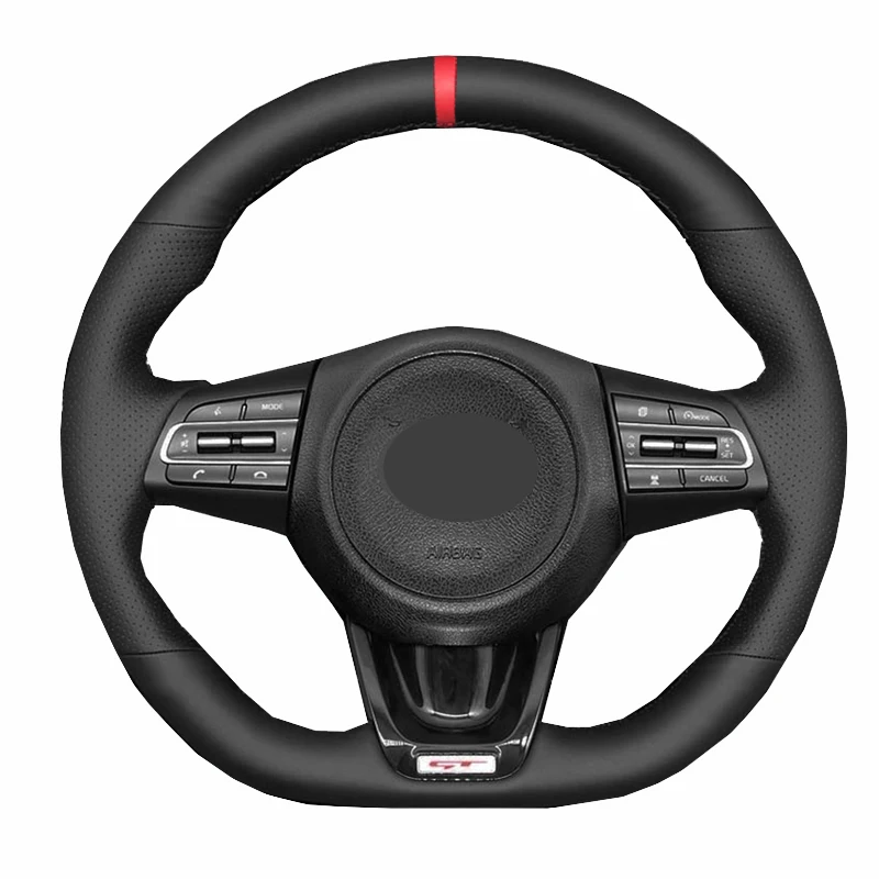 

Hand Sewing Car Steering Wheel Cover Braid Wrap For Kia Stinger (GT) 2017-2021 D-shape Steering Wheel Automobile Car Protector