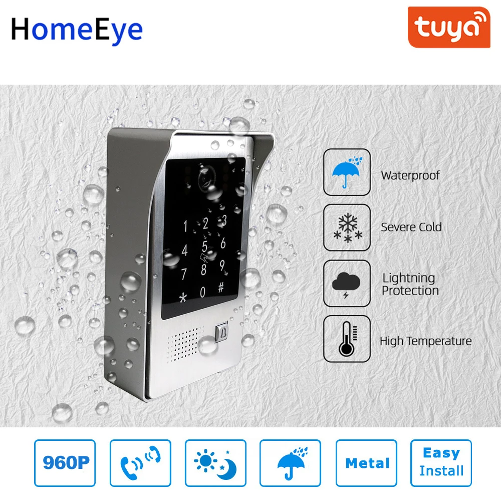 Tuya Smart Life App WiFi IP Video Door Phone Video Intercom Code Keypad/RFID Card/APP Unlock Motion Detection Access Control