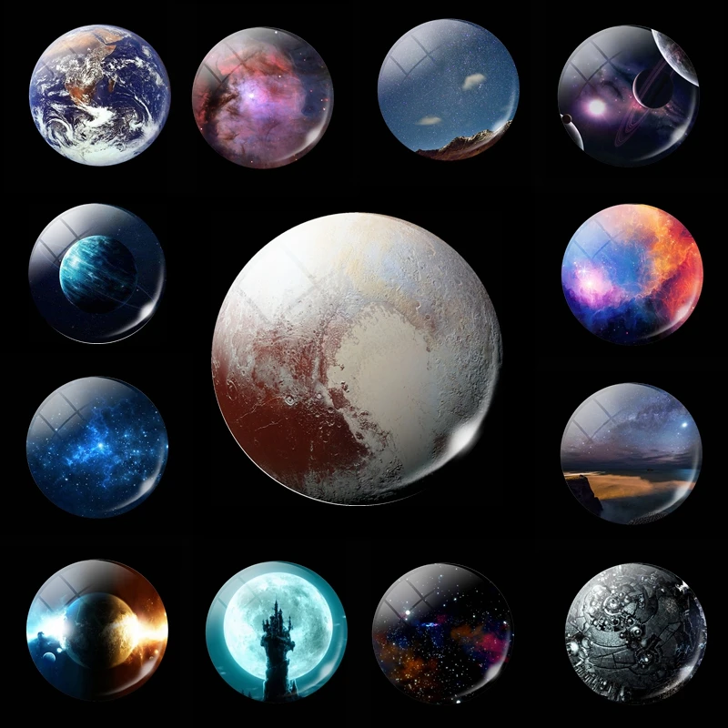 

Pluto 3D Friend Magnets Crystal Glass Cabochon Refrigerator Magnetic Stickers Cosmic Exploration Astronomy Home Decor 30 mm