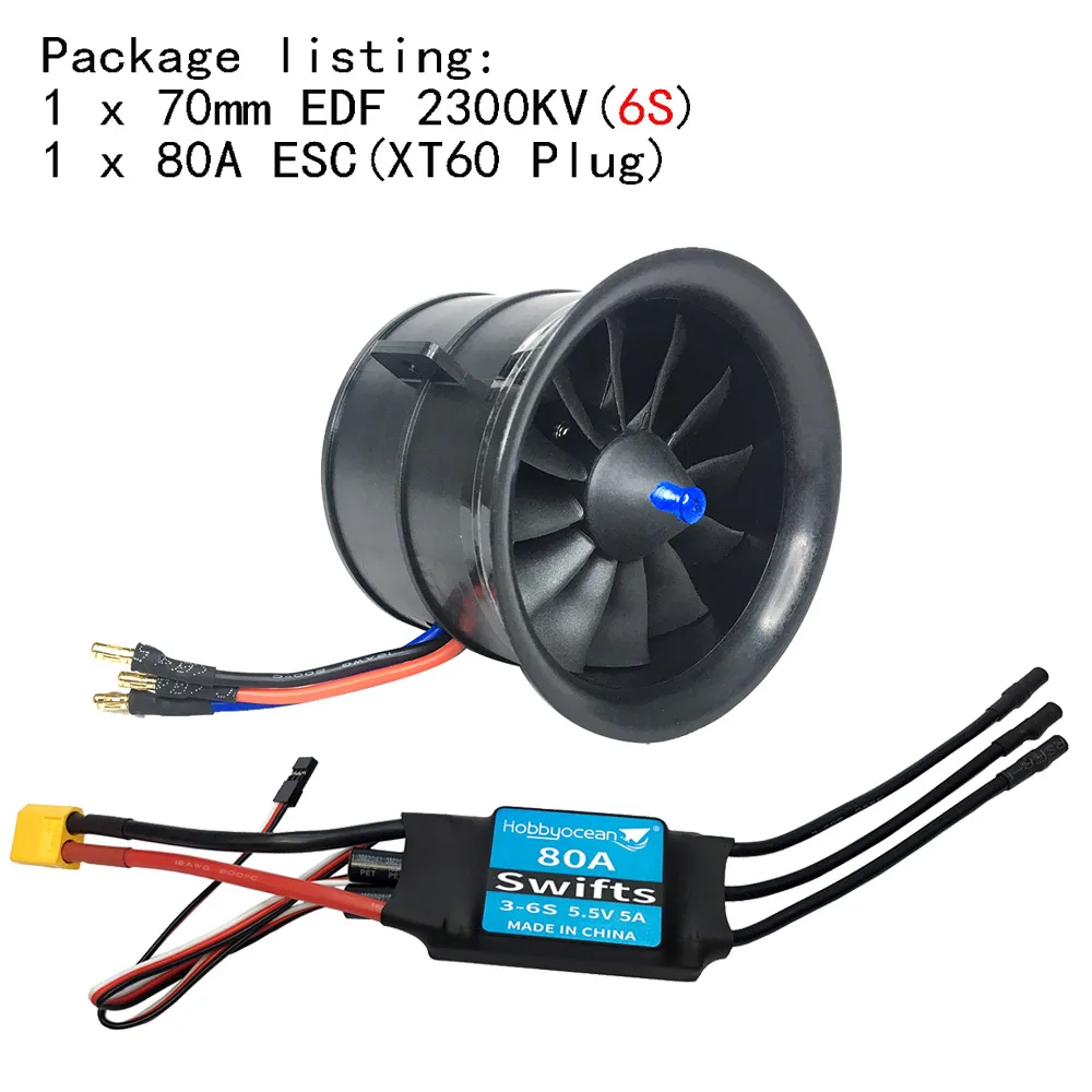 Ventilateur conduit EDF 70 mm 12 pales avec moteur sans balais RC 2200 KV pour avion EDF 6S RC Jet (CW) Accessoires de modélisation