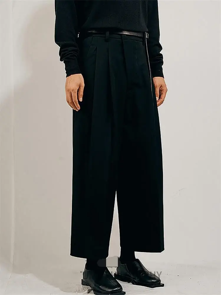 

New autumn and winter men's thickened casual pants ultra loose wide leg pants culottes pure color fashion straight pants