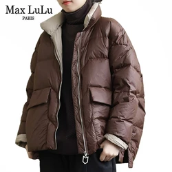 Max LuLu Korean Fashion Winter Gothic Coats Ladies Vintage Loose Duck Down Jackets Womens Casual Warm Parkas Oversized Outerwear